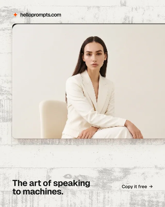 Instagram portrait post for HelloPrompts: "The art of speaking to machines." Swiss style, image led layout, light palette in orange, yellow, white.