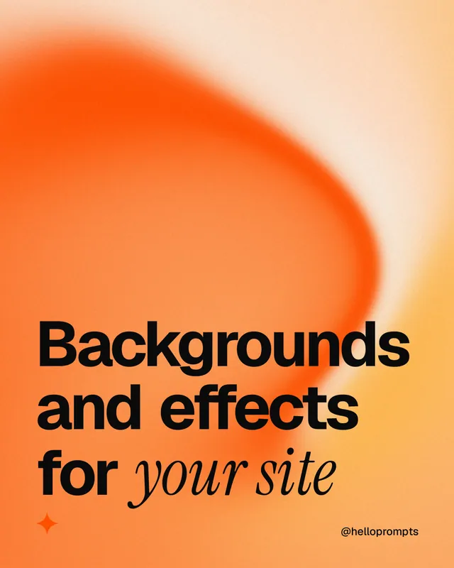 Instagram portrait post for HelloPrompts: "Backgrounds and effects for your site". Auto 4x5 style, technique:shader field layout, light palette in orange.
