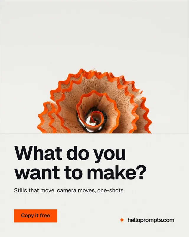 Instagram portrait post for HelloPrompts: "What do you want to make?" Swiss style, bottom layout, light palette in white, brown.