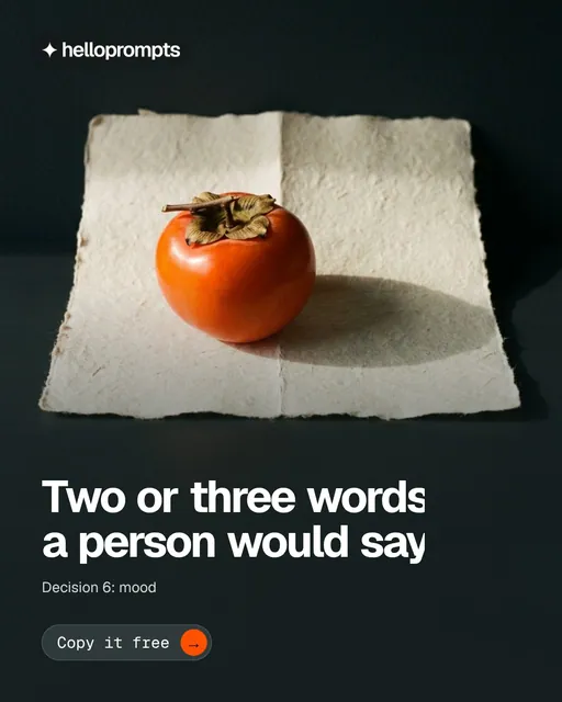Video for HelloPrompts: "Two or three words a person would say". Doc motion loop, 7.0 s, dark palette.
