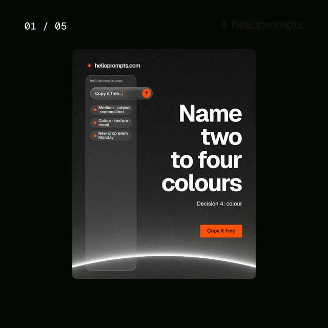 Video for HelloPrompts. Ad flipbook, 7.5 s, dark palette.