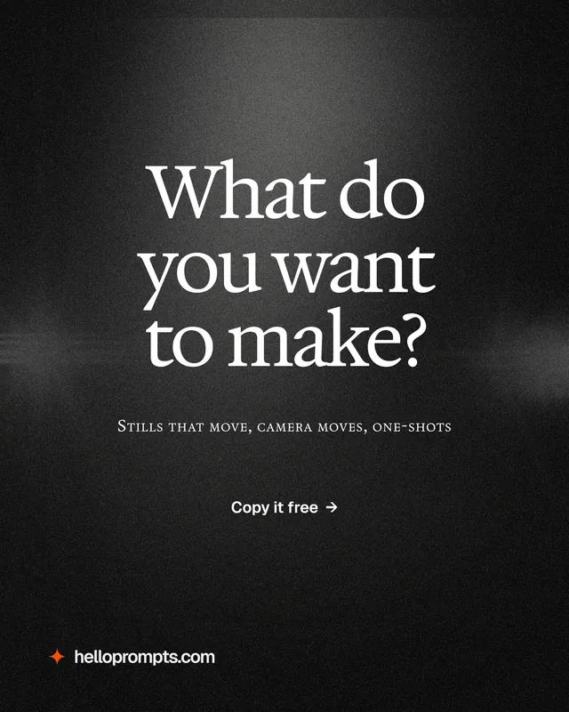 Instagram portrait post for HelloPrompts: "What do you want to make?" Dark deco style, smallcaps layout, dark palette in black, grey.