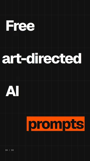 Video for HelloPrompts: "Free art-directed AI prompts". Kinetic type grid, 6.0 s, dark palette.