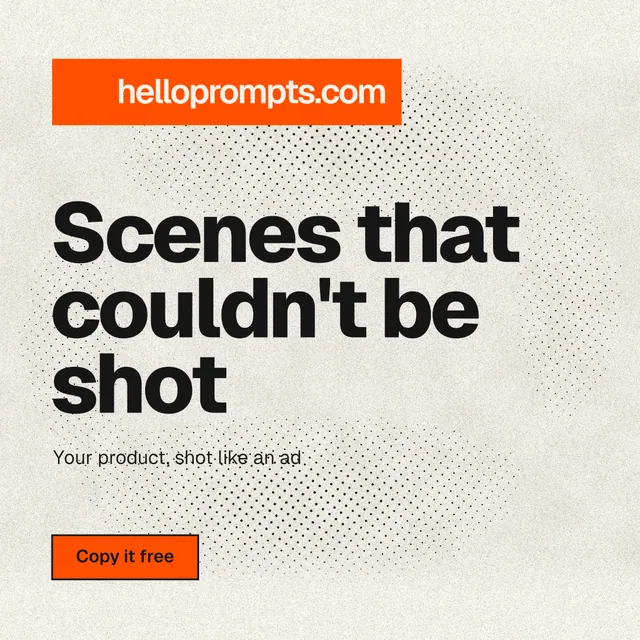 Instagram post for HelloPrompts: "Scenes that couldn't be shot". Ink sticker style, announce layout, light palette in white, brown, yellow.