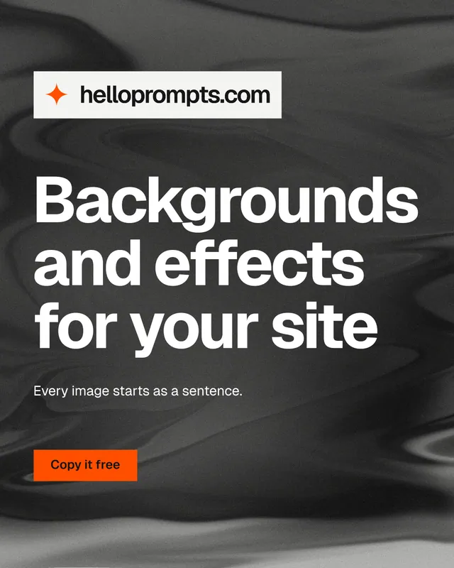 Instagram portrait post for HelloPrompts: "Backgrounds and effects for your site". Swiss style, announce layout, dark palette in grey, black.
