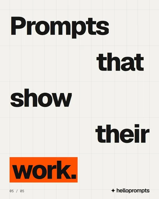 Video for HelloPrompts: "Why 'make me a logo' gets clip art". Kinetic type grid, 6.0 s, light palette.
