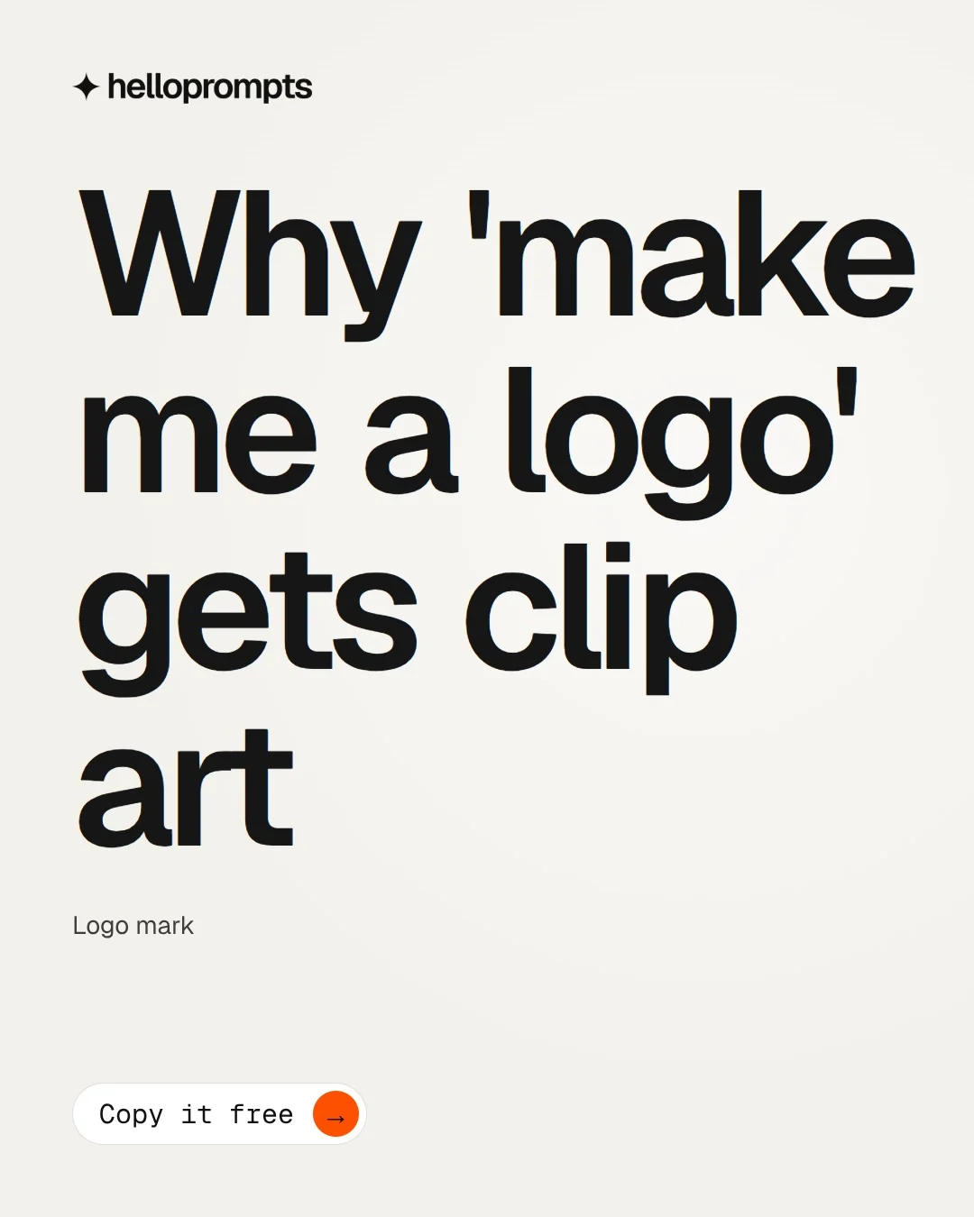 Video for HelloPrompts: "Why 'make me a logo' gets clip art". Doc motion loop, 6.0 s, light palette.