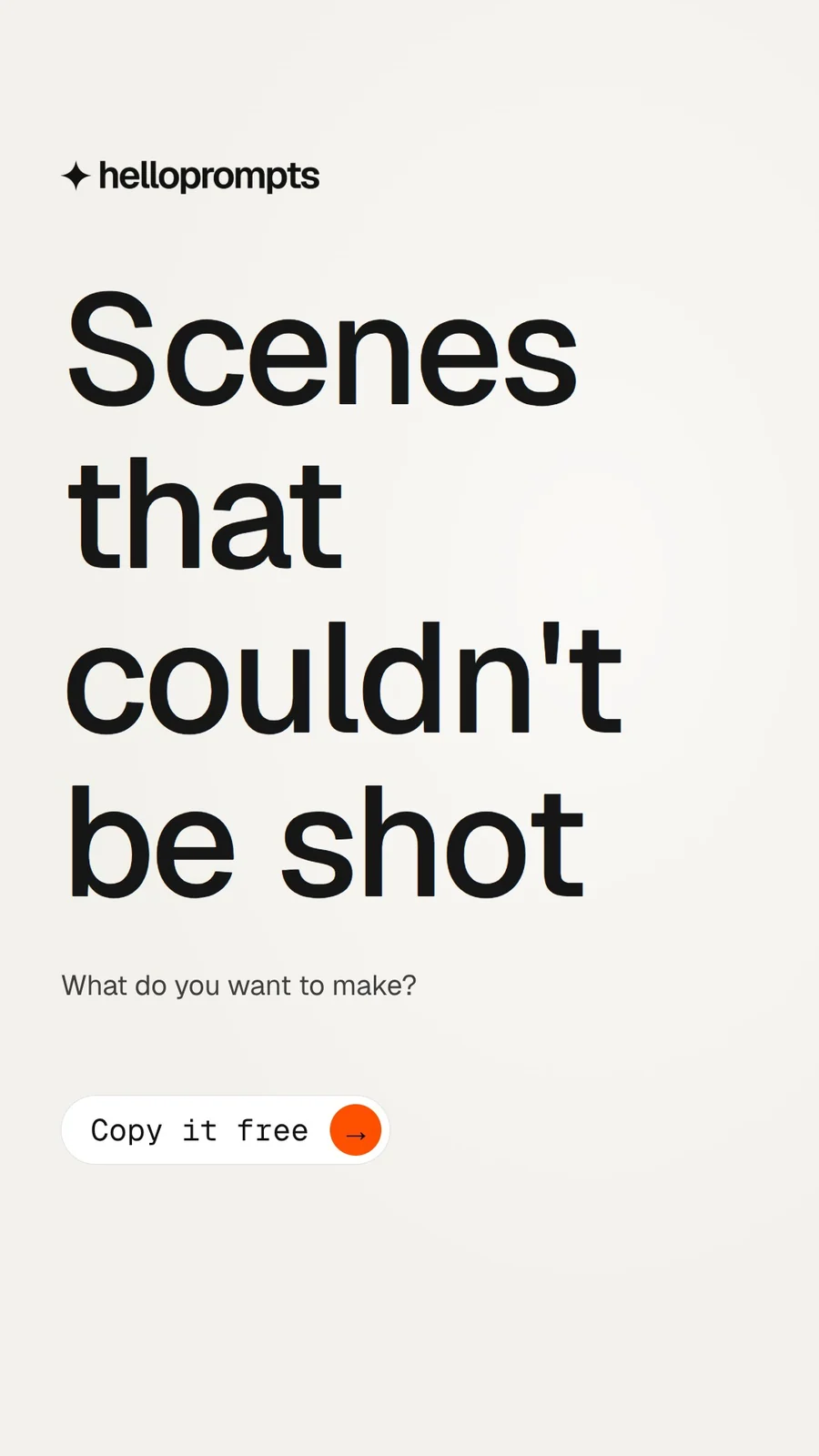 Video for HelloPrompts: "Scenes that couldn't be shot". Doc motion loop, 7.0 s, light palette.