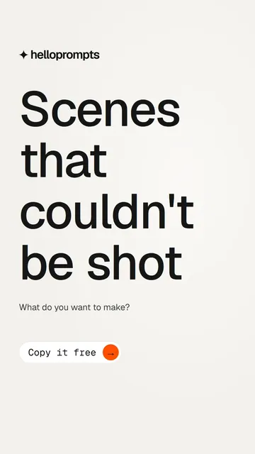 Video for HelloPrompts: "Scenes that couldn't be shot". Doc motion loop, 7.0 s, light palette.