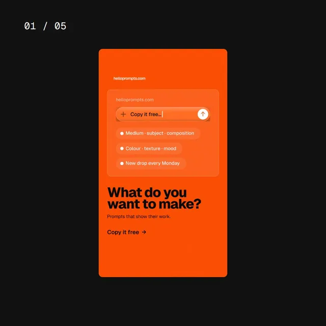 Video for HelloPrompts. Ad flipbook, 7.5 s, dark palette.