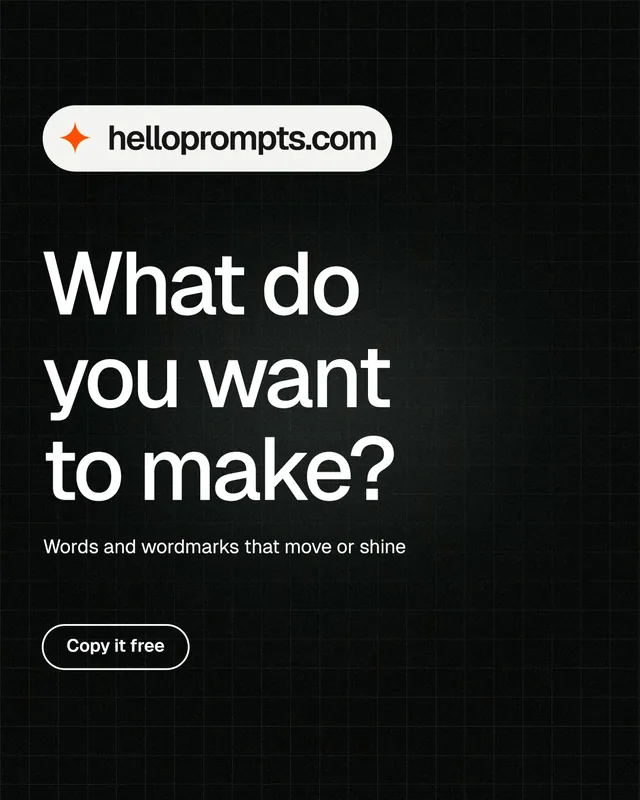 Instagram portrait post for HelloPrompts: "What do you want to make?" Phosphor atlas style, announce layout, dark palette in black, grey.