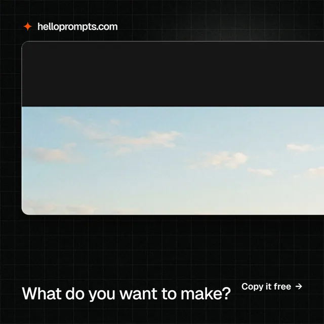 Instagram post for HelloPrompts: "What do you want to make?" Phosphor atlas style, image led layout, dark palette in white, black.
