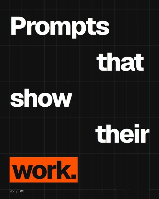 Video for HelloPrompts: "Prompts that show their work.". Kinetic type grid, 6.0 s, dark palette.
