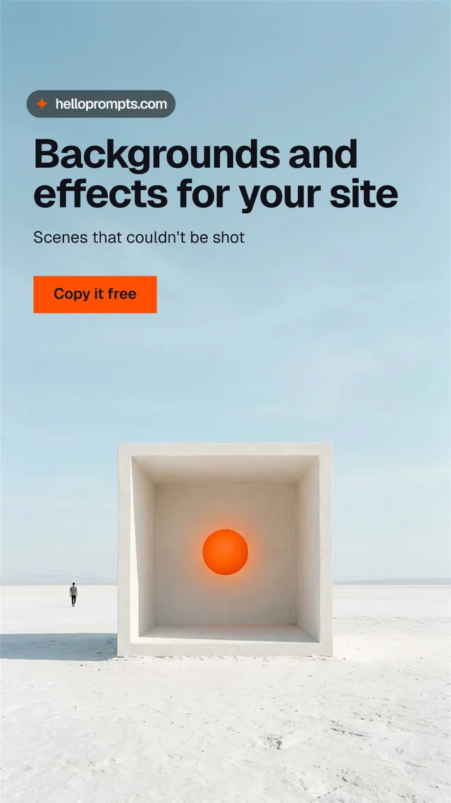 Instagram story for HelloPrompts: "Backgrounds and effects for your site". Swiss style, bottom layout, light palette in blue, grey, white.