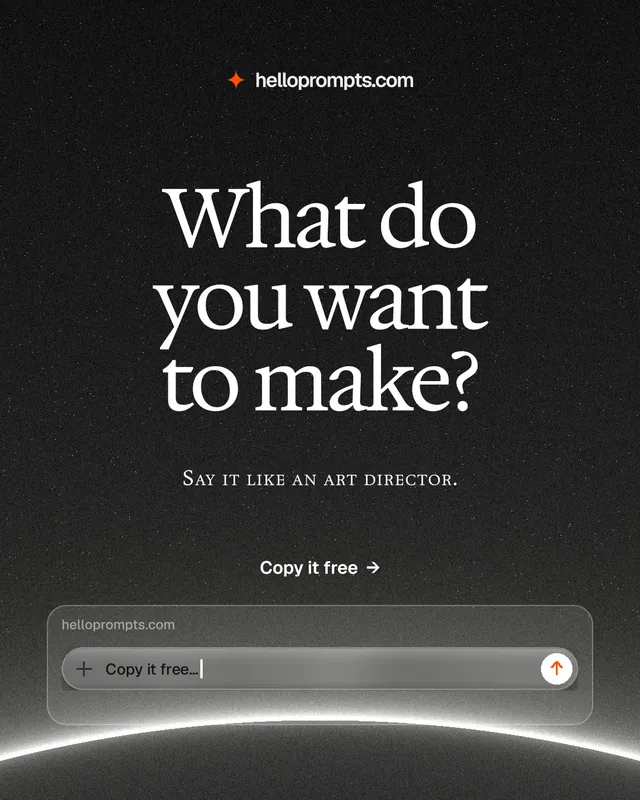 Instagram portrait post for HelloPrompts: "What do you want to make?" Swiss style, smallcaps layout, dark palette in black, grey.