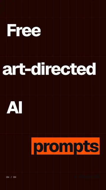 Video for HelloPrompts: "Free art-directed AI prompts". Kinetic type grid, 6.0 s, dark palette.