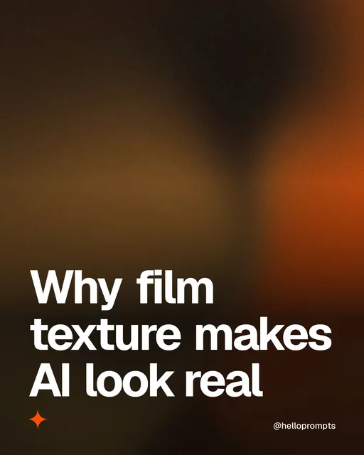 Video for HelloPrompts: "Why film texture makes AI look real". Shader loop, 6.0 s, dark palette.