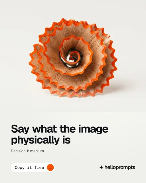 Video for HelloPrompts: "Say what the image physically is". Doc motion loop, 8.0 s, light palette.