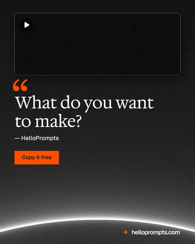 Instagram portrait post for HelloPrompts: "What do you want to make?" Swiss style, quote layout, dark palette in black, grey.