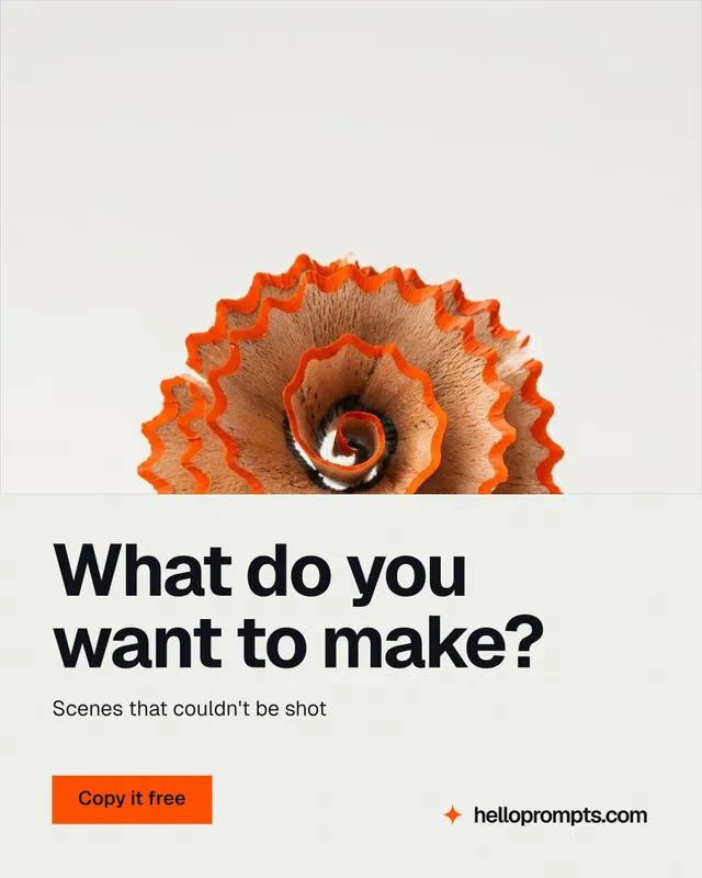 Instagram portrait post for HelloPrompts: "What do you want to make?" Swiss style, bottom layout, light palette in white, brown.