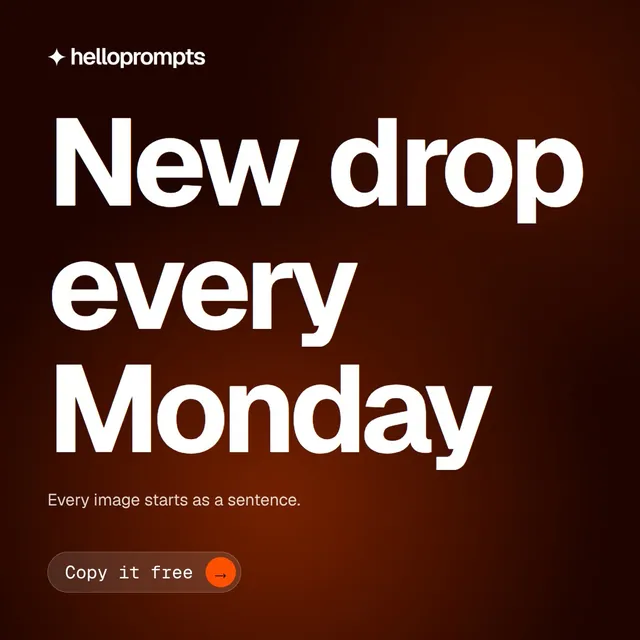 Video for HelloPrompts: "New drop every Monday". Doc motion loop, 7.0 s, dark palette.