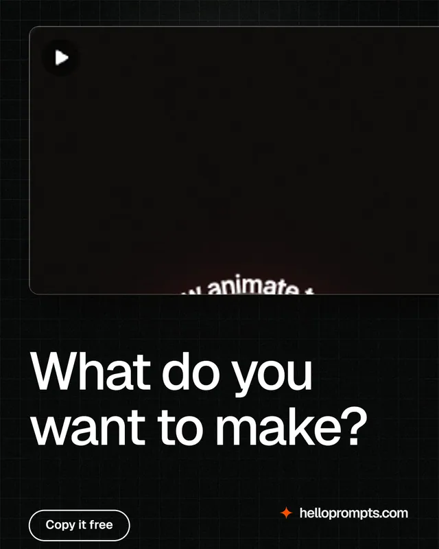Instagram portrait post for HelloPrompts: "What do you want to make?" Phosphor atlas style, bottom layout, dark palette in black.
