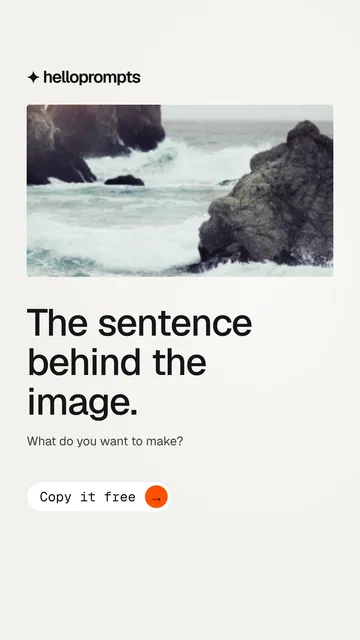 Video for HelloPrompts: "The sentence behind the image.". Doc motion loop, 6.0 s, light palette.