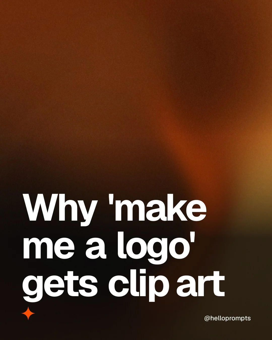 Video for HelloPrompts: "Why 'make me a logo' gets clip art". Shader loop, 6.0 s, dark palette.