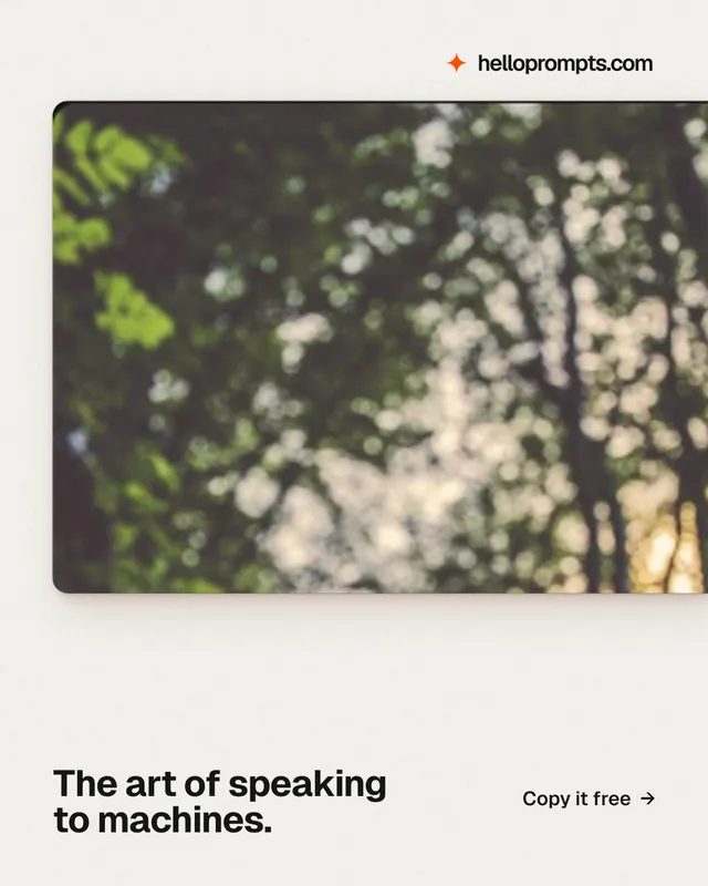 Instagram portrait post for HelloPrompts: "The art of speaking to machines." Swiss style, image led layout, light palette in white, grey, orange.
