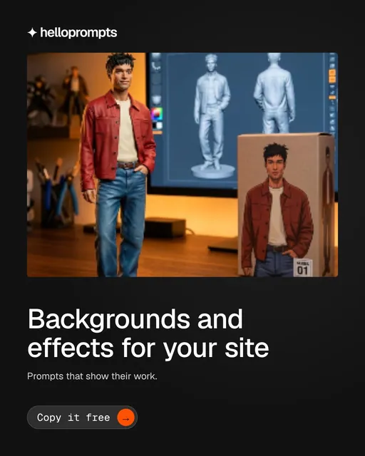 Video for HelloPrompts: "Backgrounds and effects for your site". Doc motion loop, 6.0 s, dark palette.