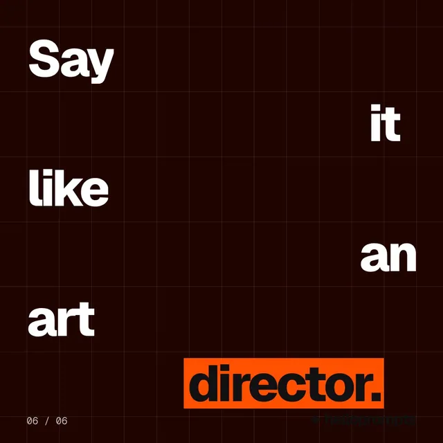 Video for HelloPrompts: "Say it like an art director.". Kinetic type grid, 6.0 s, dark palette.