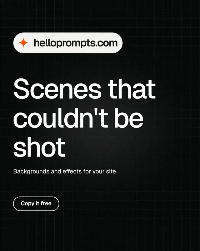 Instagram portrait post for HelloPrompts: "Scenes that couldn't be shot". Phosphor atlas style, announce layout, dark palette in black, grey.