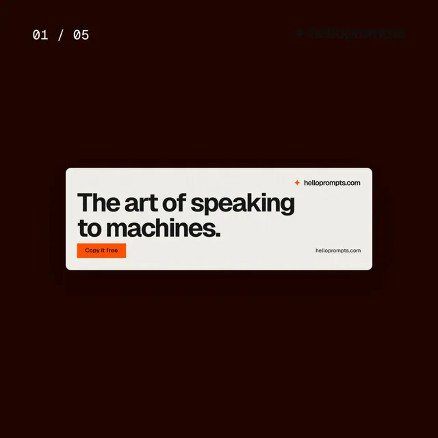 Video for HelloPrompts. Ad flipbook, 7.5 s, dark palette.