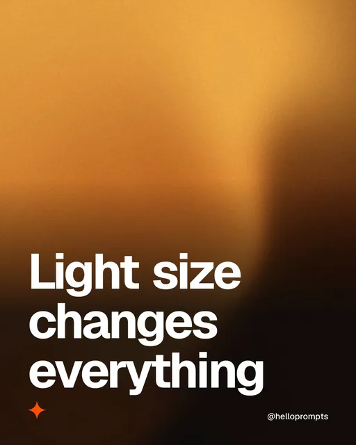 Video for HelloPrompts: "Light size changes everything". Shader loop, 6.0 s, dark palette.