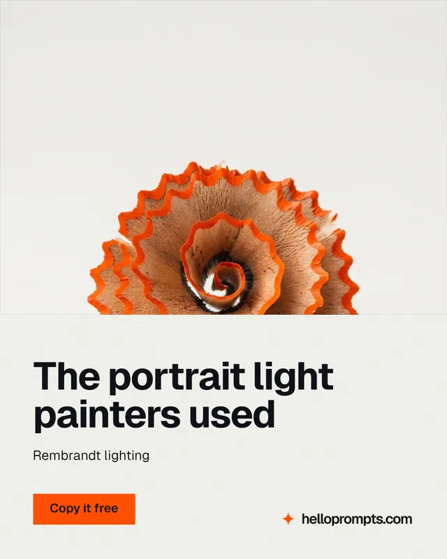Instagram portrait post for HelloPrompts: "The portrait light painters used". Swiss style, bottom layout, light palette in white, brown.