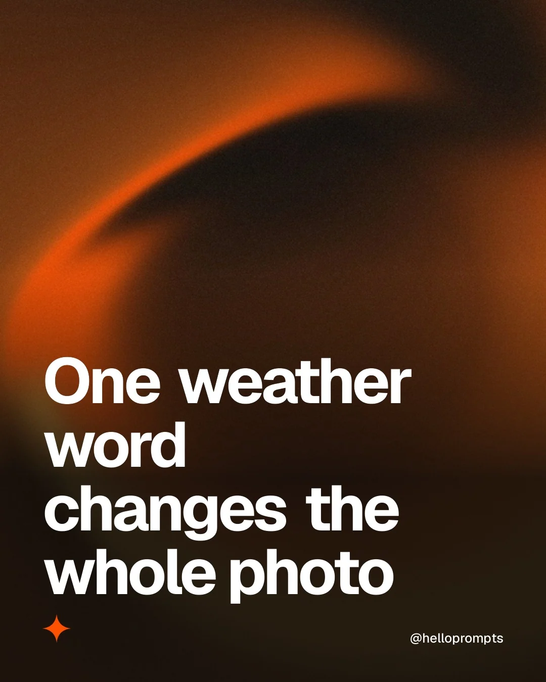 Video for HelloPrompts: "One weather word changes the whole photo". Shader loop, 6.0 s, dark palette.