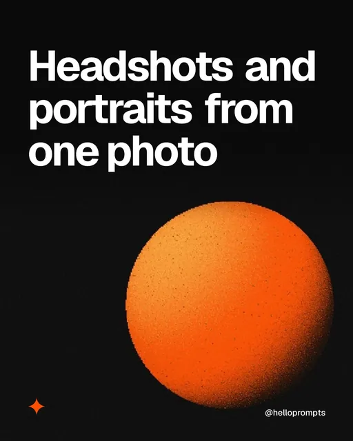 Video for HelloPrompts: "Headshots and portraits from one photo". Shader loop, 6.0 s, dark palette.