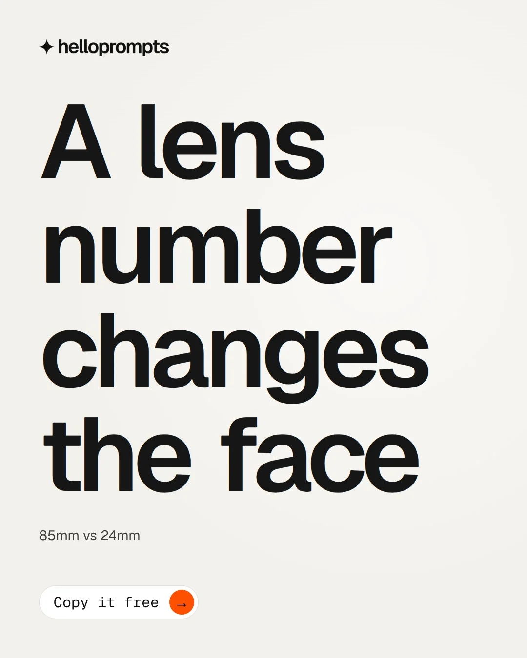 Video for HelloPrompts: "A lens number changes the face". Doc motion loop, 6.0 s, light palette.