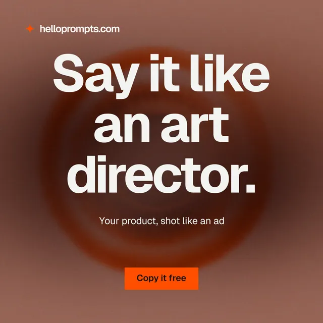 Instagram post for HelloPrompts: "Say it like an art director." Swiss style, centred layout, dark palette in red, grey.