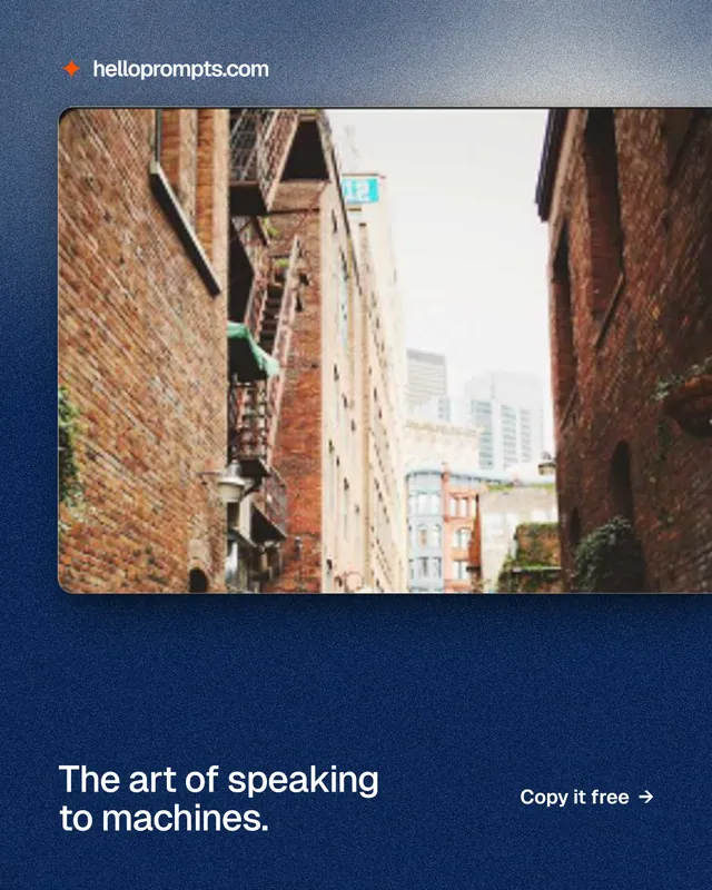 Instagram portrait post for HelloPrompts: "The art of speaking to machines." Cyanotype style, image led layout, dark palette in blue, grey.