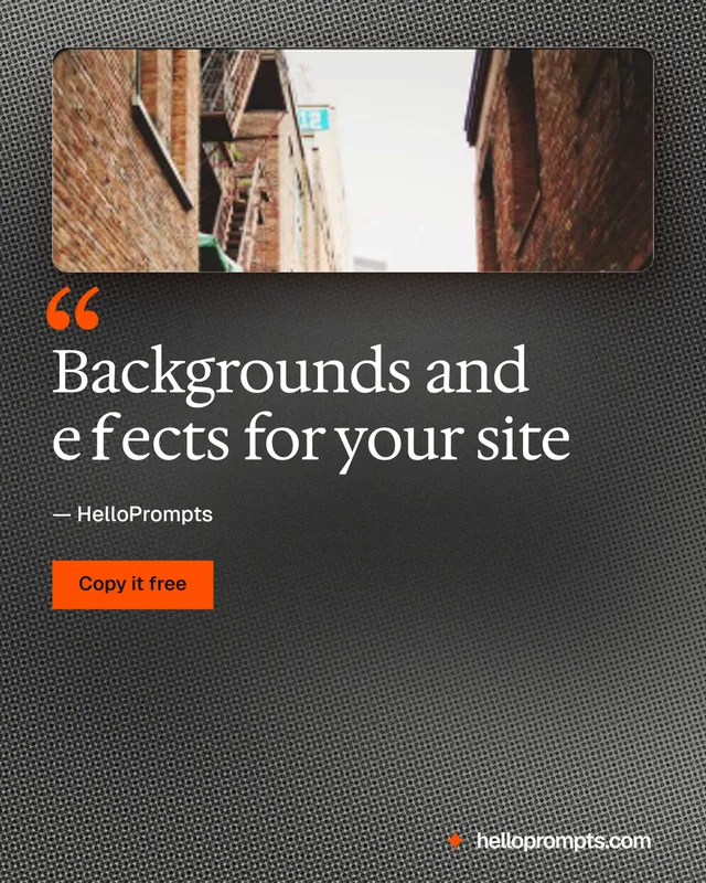 Instagram portrait post for HelloPrompts: "Backgrounds and effects for your site". Swiss style, quote layout, dark palette in grey, black.