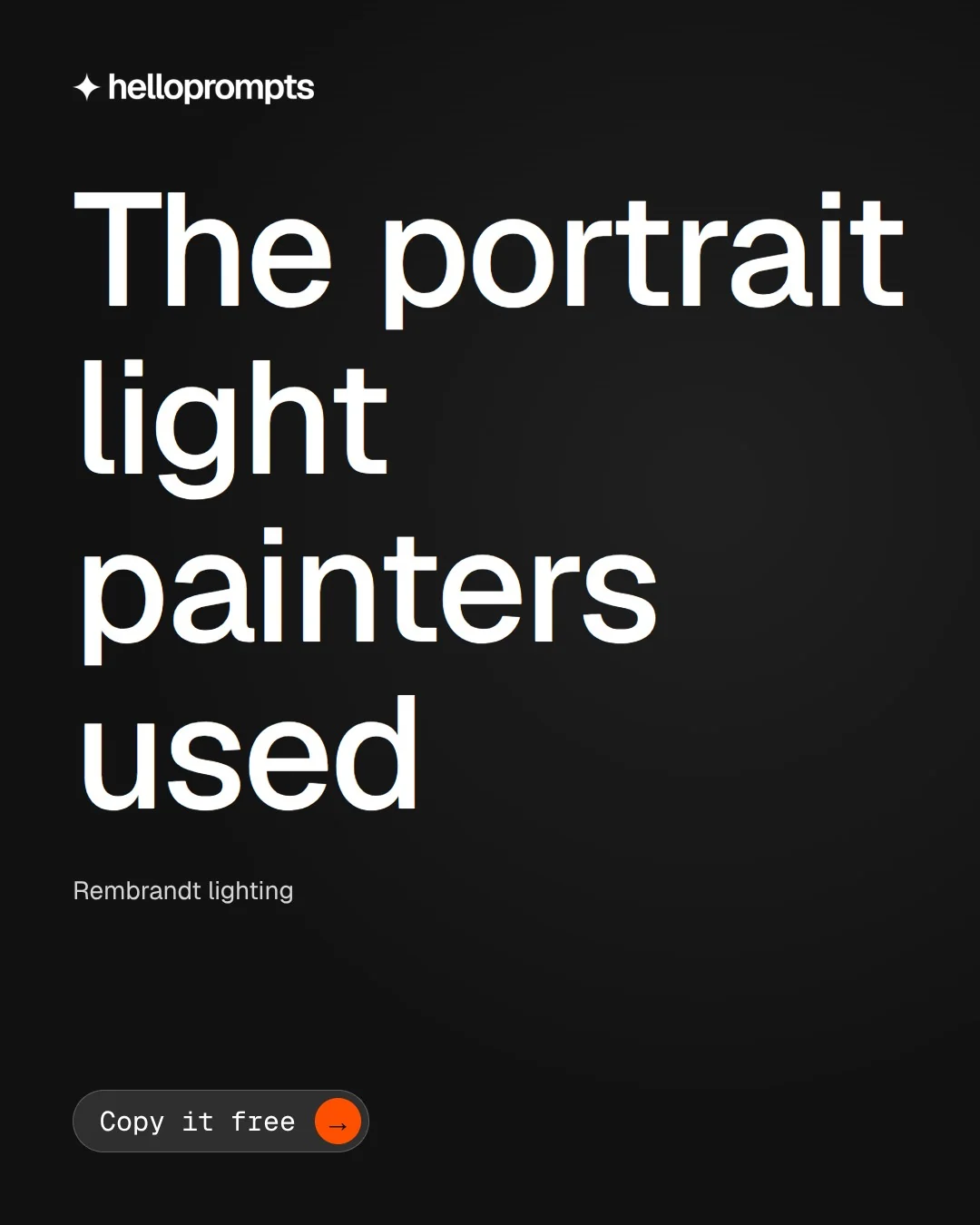 Video for HelloPrompts: "The portrait light painters used". Doc motion loop, 6.0 s, dark palette.