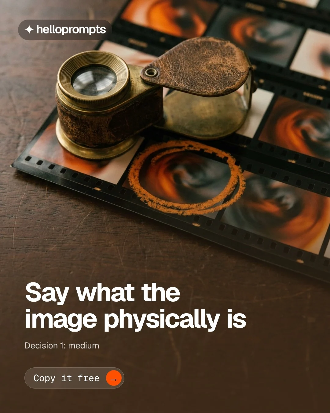 Video for HelloPrompts: "Say what the image physically is". Doc motion loop, 7.0 s, dark palette.