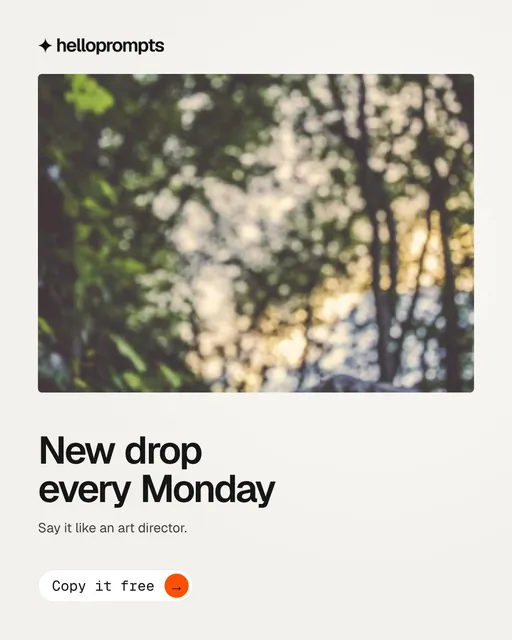 Video for HelloPrompts: "New drop every Monday". Doc motion loop, 8.0 s, light palette.